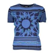 Blauwe Dames T-shirt Korte Mouwen Contrastdetails Desigual , Blue , Da...