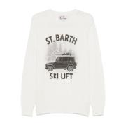 Witte Trui met Voorkant Print MC2 Saint Barth , White , Heren