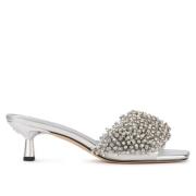 Zilveren Kitten Heel Sandaal met Stenen Michael Kors , Gray , Dames