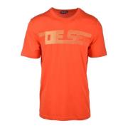 Casual Katoenmix T-shirt Diesel , Orange , Heren