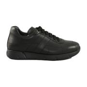 Leren Sneakers met Rubberen Zool Testoni , Black , Heren