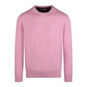 Roze wollen blend ronde hals trui MC2 Saint Barth , Pink , Heren