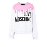 Katoen Spandex Sweater Love Moschino , White , Dames