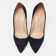 Pre-owned Suede heels Manolo Blahnik Pre-owned , Blue , Dames