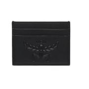 Hemel kaarthouder van kalfsleer met laurierlogo MCM , Black , Dames