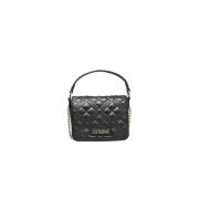 Zwarte polyethyleen handtas met logo Love Moschino , Black , Dames