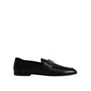 Zwarte Leren Logo Loafers Schoenen Dolce & Gabbana , Black , Heren