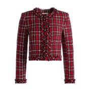 Rood Tweed Tartan Check Jas Alice + Olivia , Red , Dames