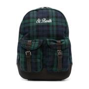 Tartan Print Eco-Leren Rugzak Groen MC2 Saint Barth , Green , Heren