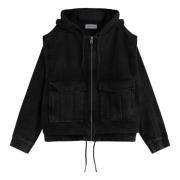 Denim Hoodie Jas Études , Black , Heren