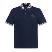 Piqué polo met intarsia-gebreid lauriermotief MCM , Blue , Heren