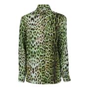 Luipaardprint Lange Mouwen Shirt Roberto Cavalli , Green , Dames