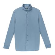 Blauw Katoenen Jersey Ronde Hals Shirt Van Laack , Blue , Heren