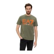 Groen Logo Katoenen T-shirt Emporio Armani EA7 , Green , Heren