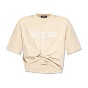 T-shirt met decoratieve veiligheidsspeld Versace , Beige , Dames