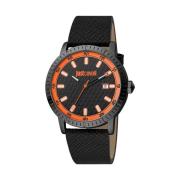 Zwarte Heren Leren Modieuze Horloge Just Cavalli , Black , Heren