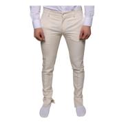 Skinny Chino Broek met Logo Details Dolce & Gabbana , White , Heren