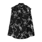 Grafische Print Zijden Shirt Zwart Burberry , Black , Dames