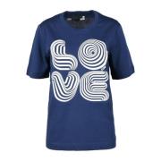 Katoenen T-shirt met Stijlvol Ontwerp Love Moschino , Blue , Dames