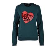 Modal Katoen Spandex Sweater Love Moschino , Green , Dames