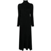 Zwarte Geribbelde Gebreide Maxi Jurk Fabiana Filippi , Black , Dames