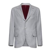 Grijze Wollen Blend Peak Lapel Blazer Brunello Cucinelli , Gray , Here...