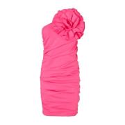 One-Shoulder Roze Jurk met Oversized Bloem Cras , Pink , Dames