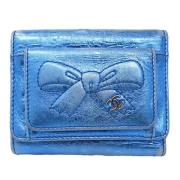 Pre-owned Leather wallets Chanel Vintage , Blue , Dames