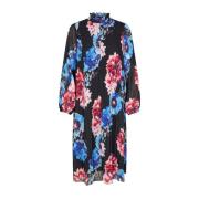 Geplooide jurk met bloemenprint Cras , Multicolor , Dames