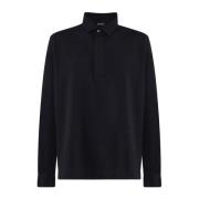 Navy Polo Sweater met knopen Ermenegildo Zegna , Blue , Heren