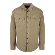 Corduroy Overhemd Regular Fit Lange Mouwen Dsquared2 , Beige , Heren