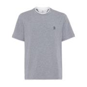 Geborduurd Logo Katoenen T-shirts en Polo's Brunello Cucinelli , Gray ...