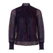 Metallic Plisse Blouse met Lurex Freebird , Purple , Dames