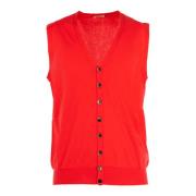 Heren Geknoopte Vest Cashmere Company , Red , Heren