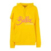 Hoodie met zakken en print Fracomina , Yellow , Dames