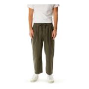 Tapered-Fit Elastische Taille Broek American Vintage , Green , Heren