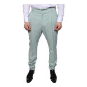 Mintgroene Skinny Dress Pants met Logo Dolce & Gabbana , Green , Heren