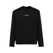 Effengekleurd Stretchstof Scoop Neck T-Shirt Jil Sander , Black , Here...