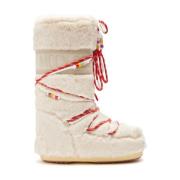 Imitatiebont Logo Strap Laarzen Moon Boot , Beige , Dames