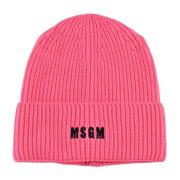 Wol Acetaat Beanie Hoed Msgm , Pink , Dames