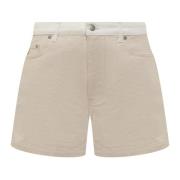 Wijde Denim Shorts met Metalen Logo Stella McCartney , Beige , Dames