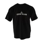 Zwarte Katoenen Oversized T-shirt voor Heren Stone Island , Black , He...