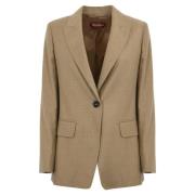 Beige Wollen Blazer met Pinstripe Patroon Max Mara Studio , Beige , Da...