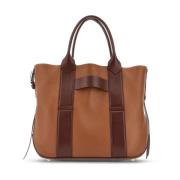 Leren Handtas met Logodetail Hogan , Brown , Dames