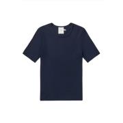 Navy Ribtop Korte Mouw Munthe , Blue , Dames