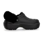 Stomp Gevoerde Klomp Zwart Crocs , Black , Dames