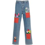 Bloemen Geborduurde Denim Jeans KidSuper Studios , Blue , Heren