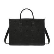 München leren draagtas met Maxi-monogram MCM , Black , Dames