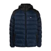 Blauwe Pufferjas met Logotoepassing Tommy Jeans , Blue , Heren