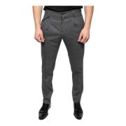 Grijze Tartan Wol Skinny Broek Dolce & Gabbana , Gray , Heren